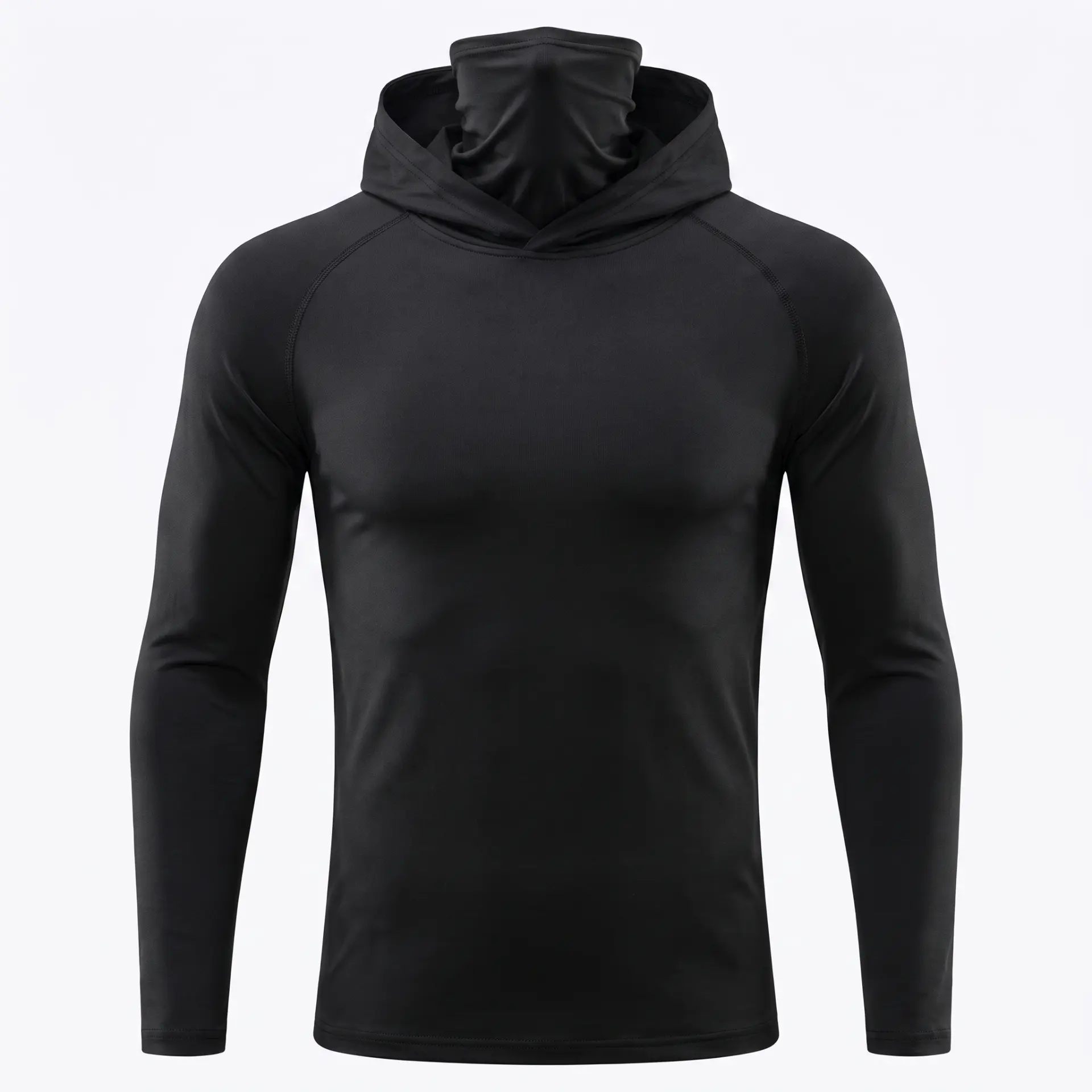 Camiseta deportiva X1 negra con capucha y cubrebocas integrado